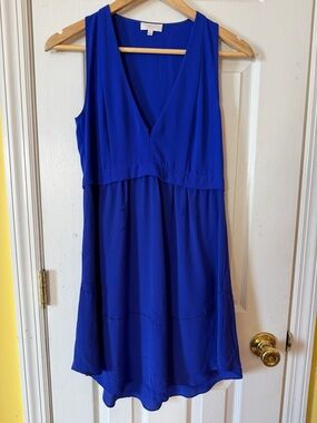 Wilfred Aritzia Royal Blue Silk Blend V-Neck Sleeveless Dress Size 0 Cobalt